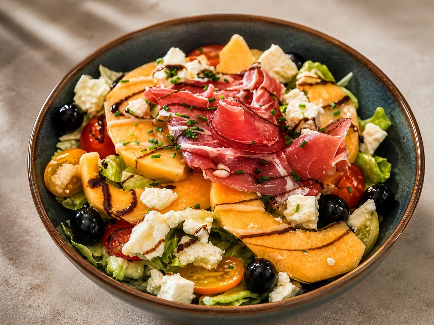Salade melon-jambon